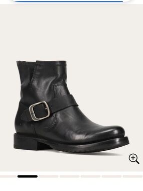 Frye Black Leather Buckle Ankle Boot Size 7